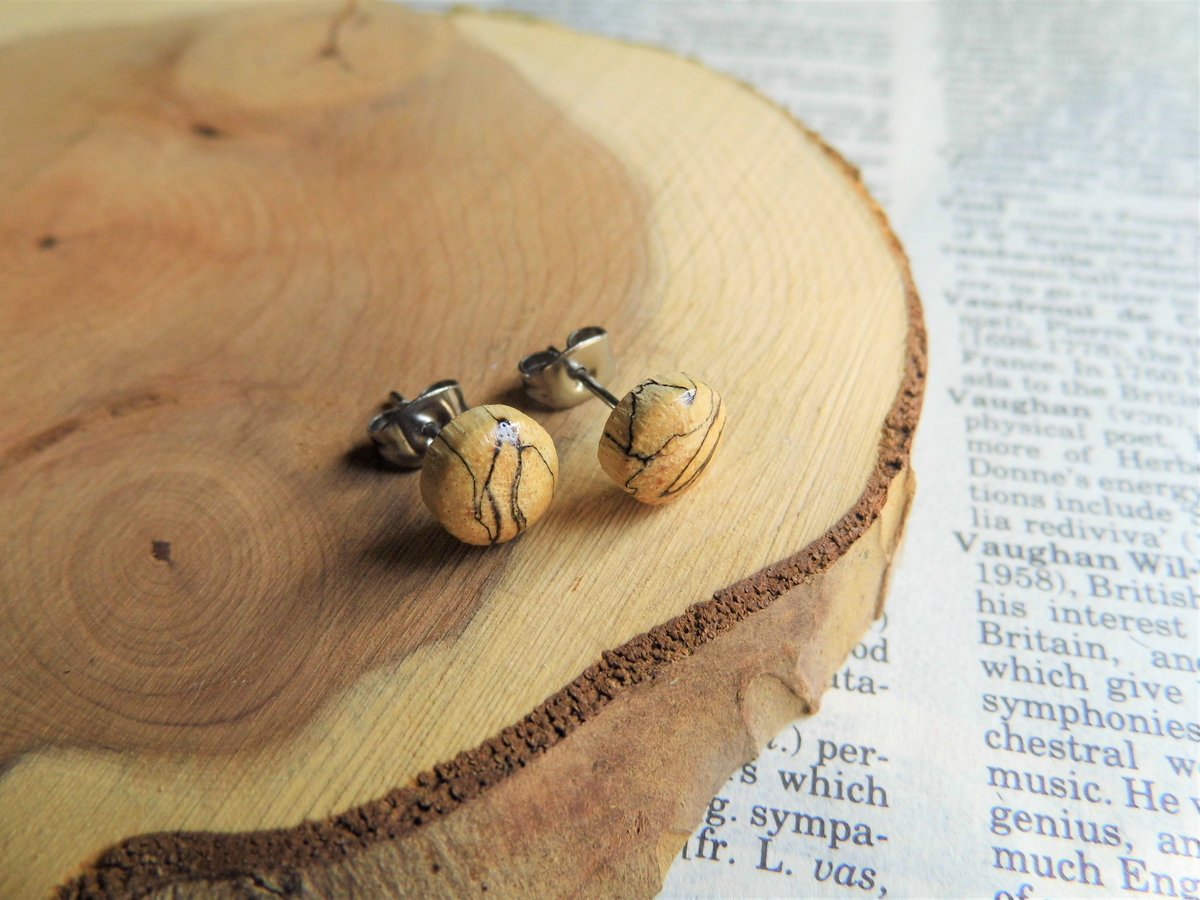 Wooden post store earrings